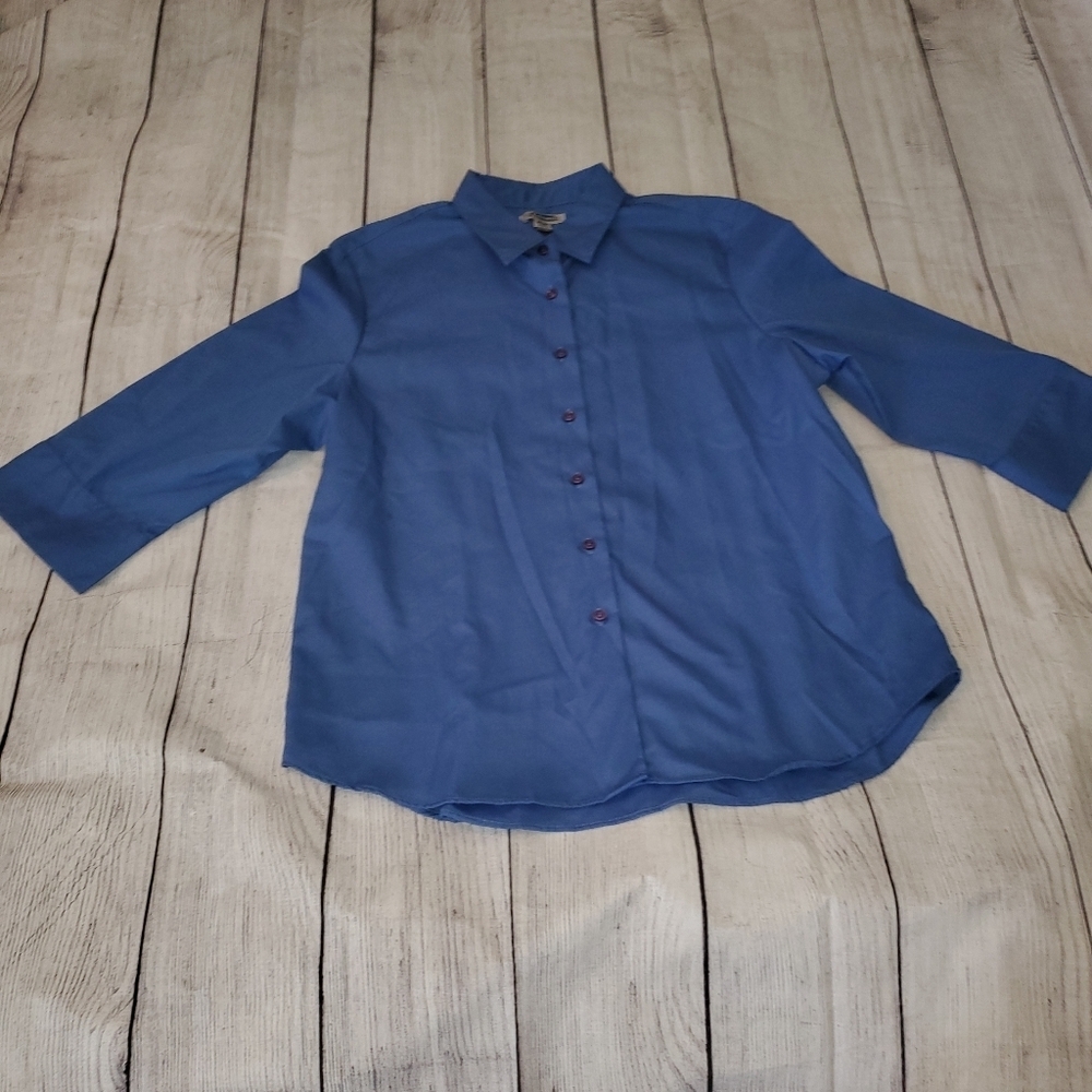 Edwards Blue Collared Button Down - image 4